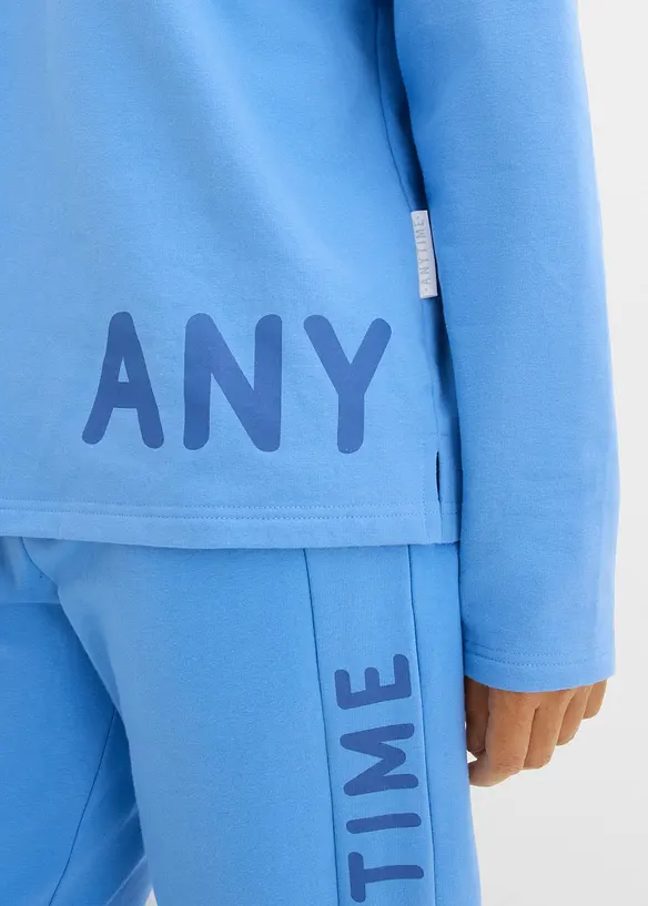 Sweatshirt av elastisk materialmix med ekologisk bomull, bonprix