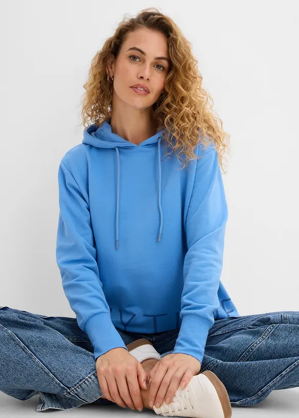 Sweatshirt med huva i bomullsstretch, bonprix