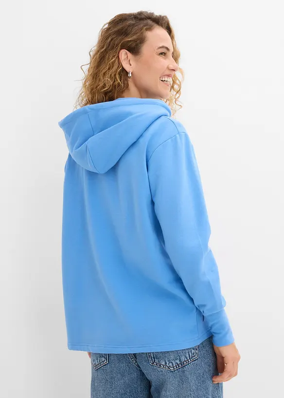 Sweatshirt med huva i bomullsstretch, bonprix