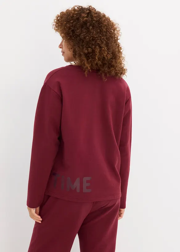 Sweatshirt av elastisk materialmix med ekologisk bomull, bonprix