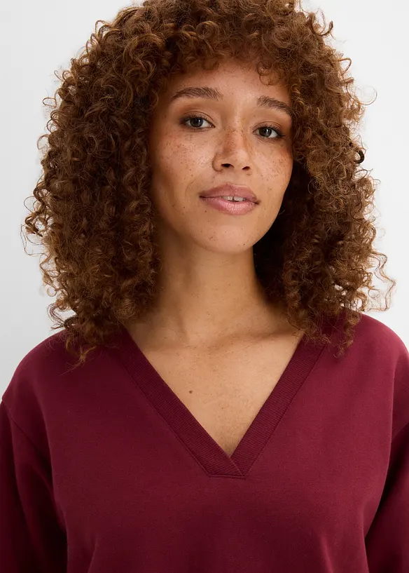 Sweatshirt av elastisk materialmix med ekologisk bomull, bonprix