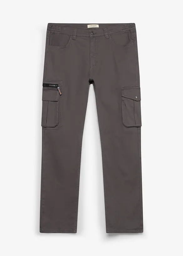 Cargobyxa med res&aring;rmidja och stretch Classic Fit, Straight, bonprix