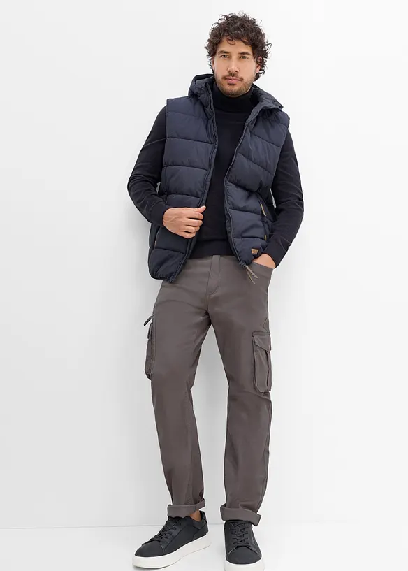Cargobyxa med res&aring;rmidja och stretch Classic Fit, Straight, bonprix