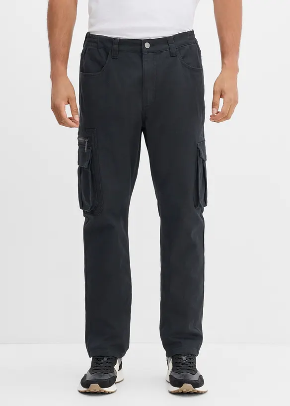Cargobyxa med res&aring;rmidja och stretch Classic Fit, Straight, bonprix