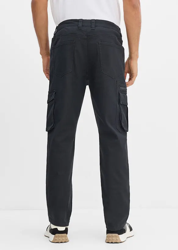 Cargobyxa med res&aring;rmidja och stretch Classic Fit, Straight, bonprix