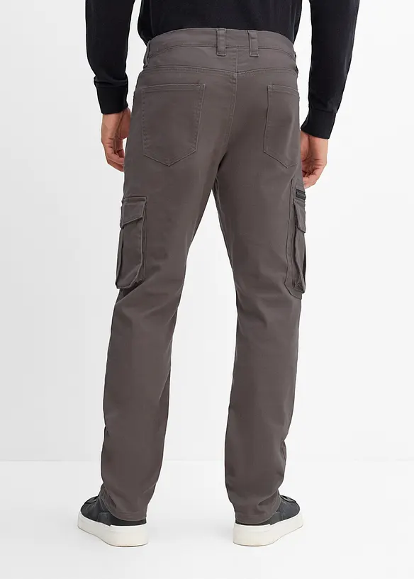 Cargobyxa med res&aring;rmidja och stretch Classic Fit, Straight, bonprix