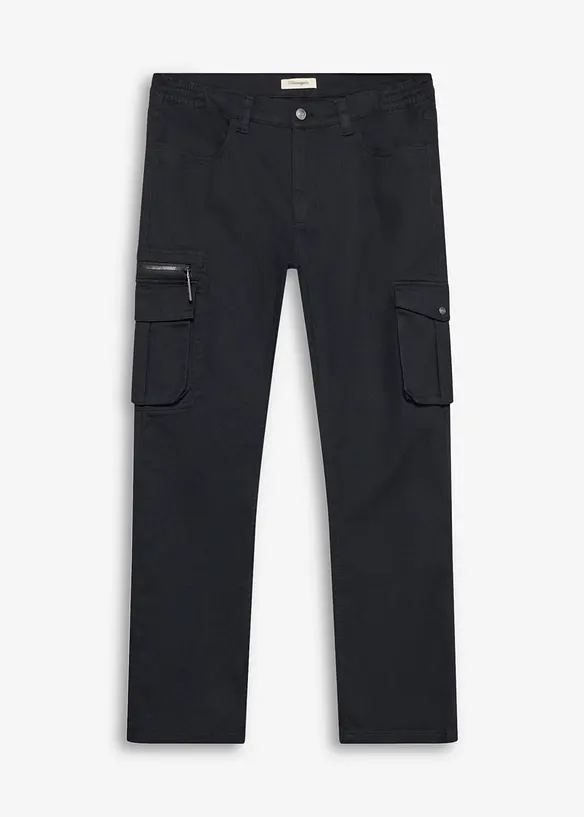 Cargobyxa med res&aring;rmidja och stretch Classic Fit, Straight, bonprix