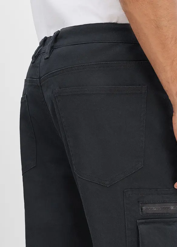 Cargobyxa med res&aring;rmidja och stretch Classic Fit, Straight, bonprix