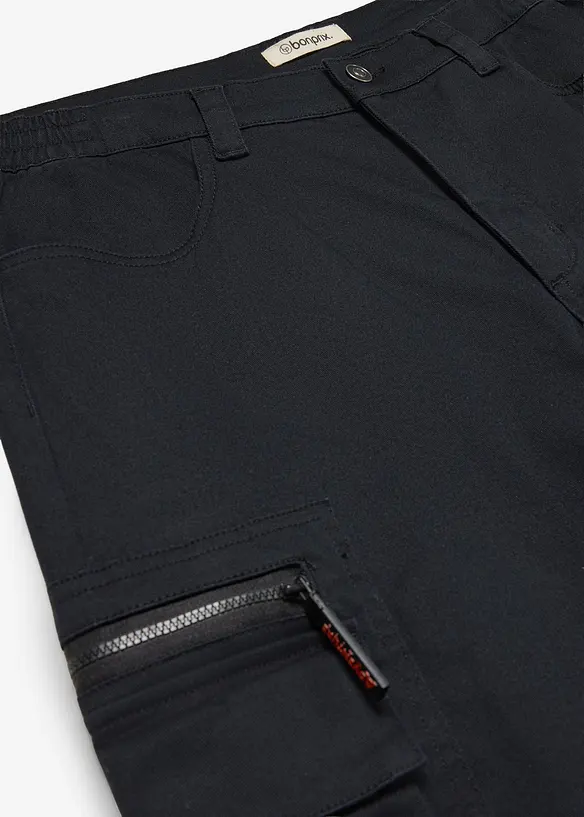 Cargobyxa med res&aring;rmidja och stretch Classic Fit, Straight, bonprix