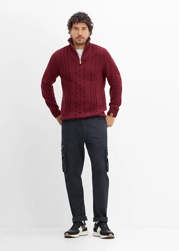 Cargobyxa med res&aring;rmidja och stretch Classic Fit, Straight, bonprix