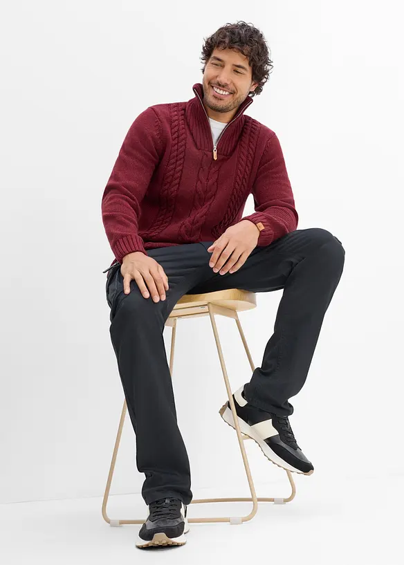 Cargobyxa med res&aring;rmidja och stretch Classic Fit, Straight, bonprix