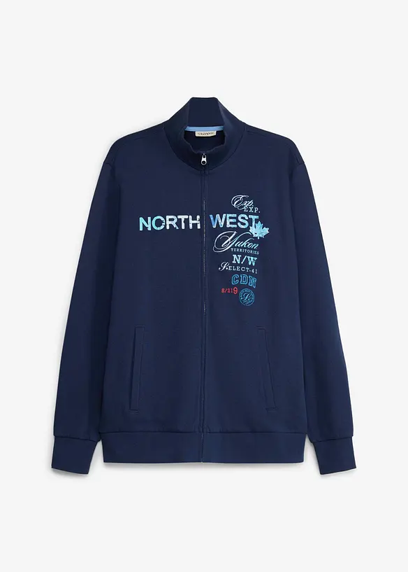 Sweatshirtjacka med st&aring;krage i bomull, bonprix