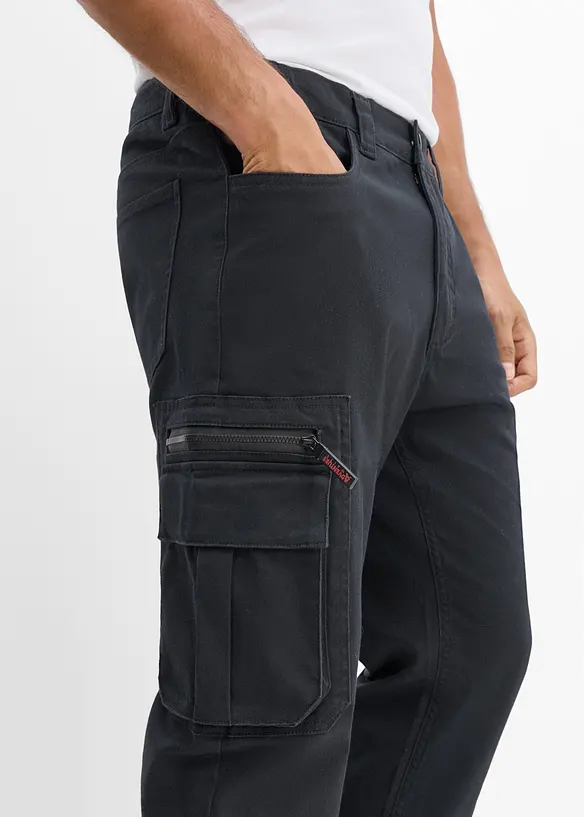 Cargobyxa med res&aring;rmidja och stretch Classic Fit, Straight, bonprix