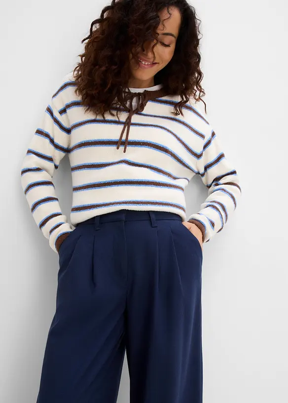Byxa i materialmix med yllelook, bonprix