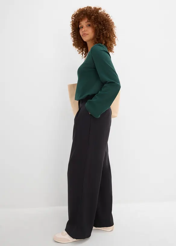 Byxa i materialmix med yllelook, bonprix