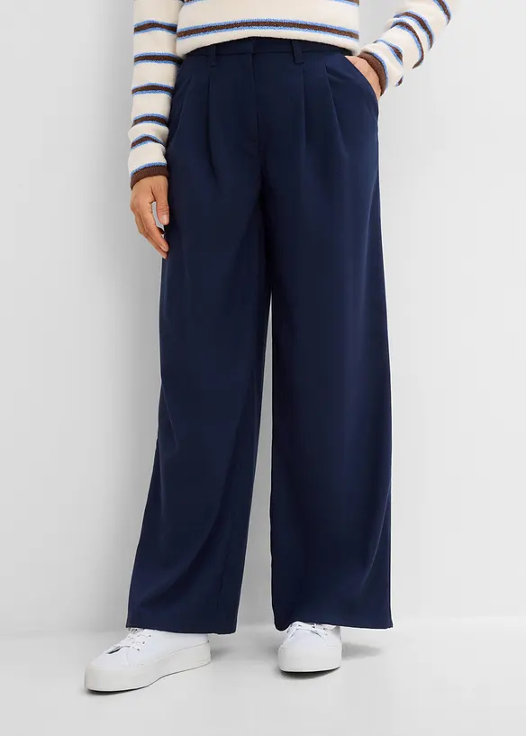 Byxa i materialmix med yllelook, bonprix