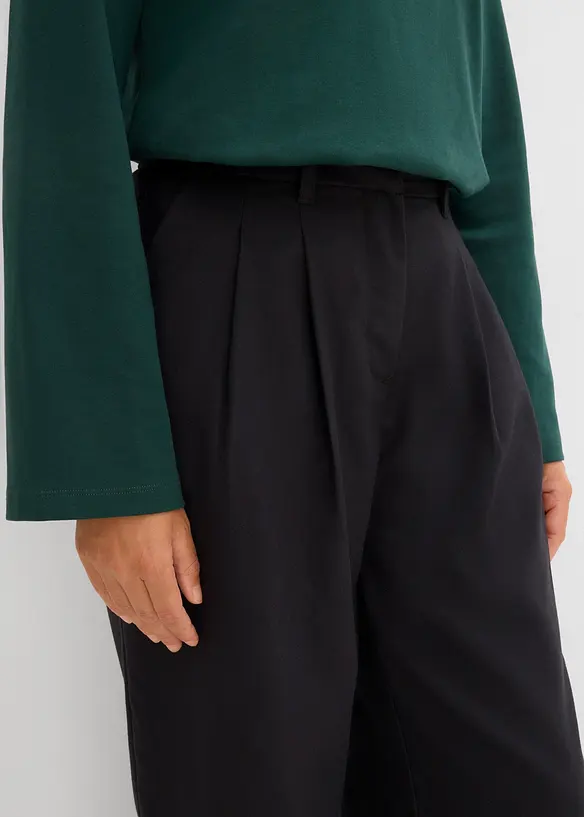 Byxa i materialmix med yllelook, bonprix