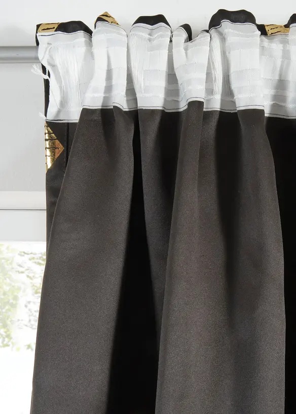 M&ouml;rkl&auml;ggande gardinl&auml;ngd med glansigt m&ouml;nster (1-pack), bonprix