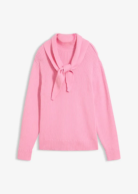 Grovstickad tr&ouml;ja med st&aring;krage och sjaldetalj, bonprix