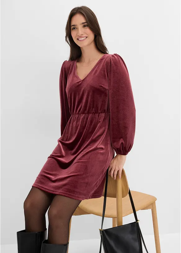 Jerseykl&auml;nning i mjuk sammet, bonprix