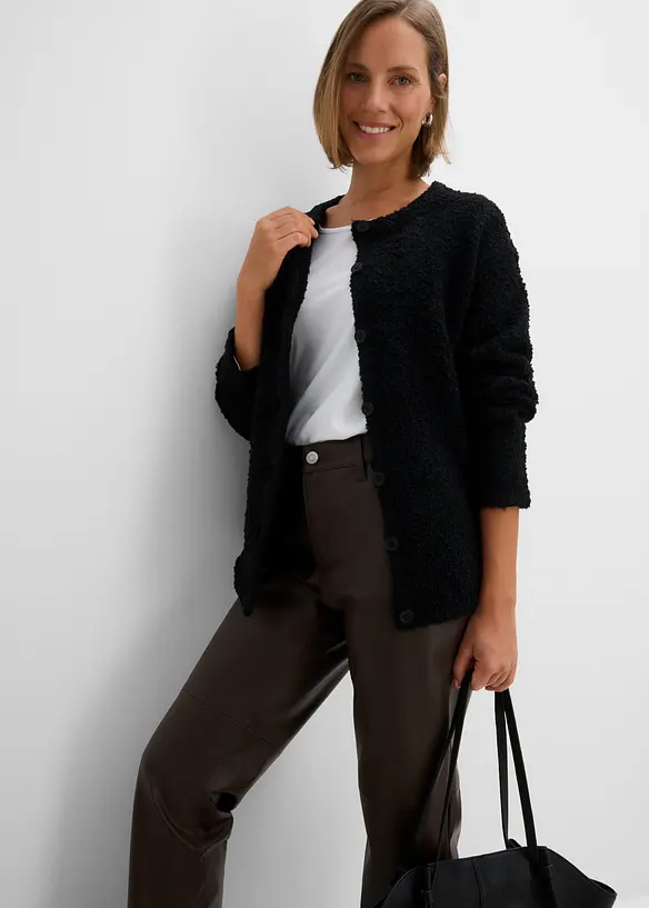 Cardigan i teddymaterial, bonprix