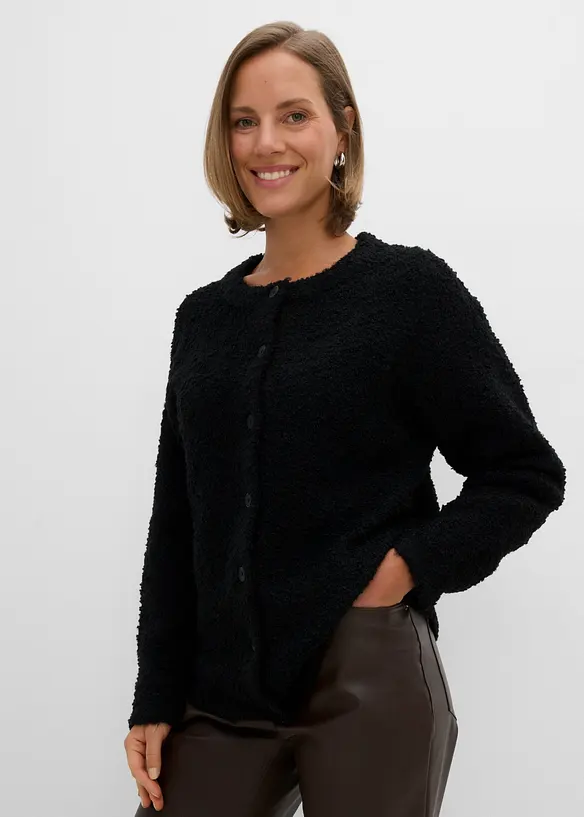 Cardigan i teddymaterial, bonprix
