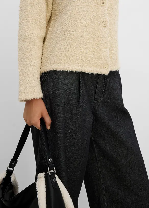Cardigan i teddymaterial, bonprix