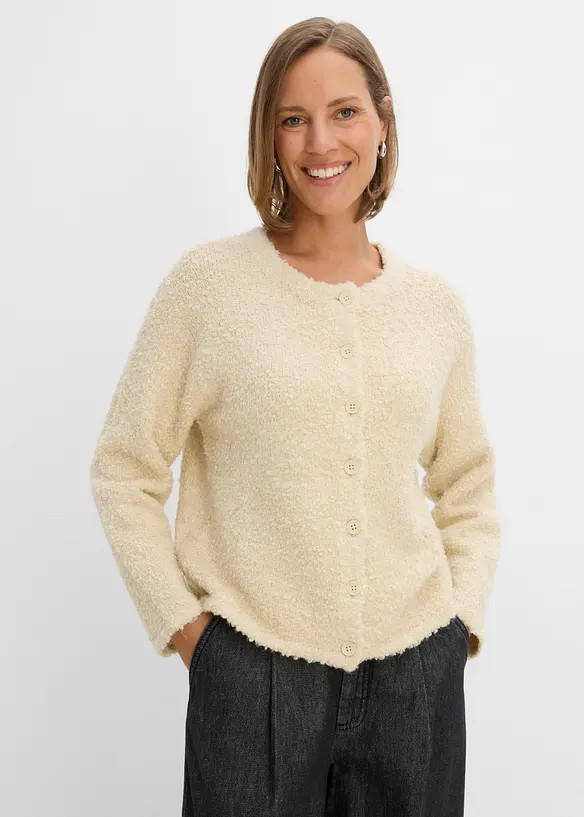 Cardigan i teddymaterial, bonprix