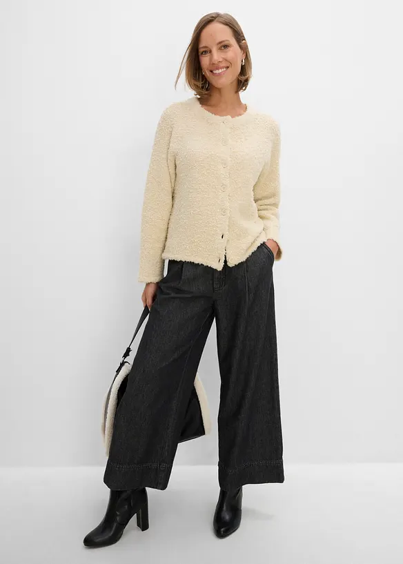 Cardigan i teddymaterial, bonprix