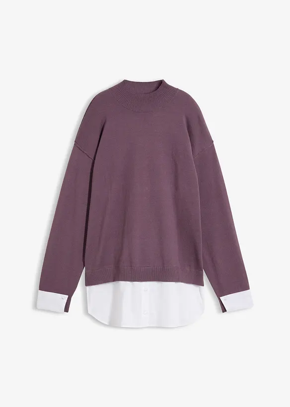 Oversizetr&ouml;ja med blusinf&auml;llning, bonprix