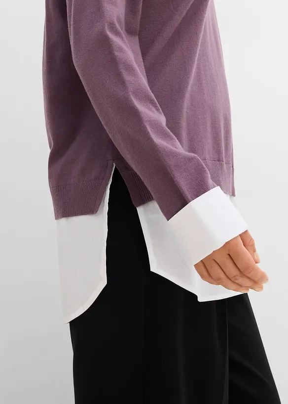 Oversizetr&ouml;ja med blusinf&auml;llning, bonprix