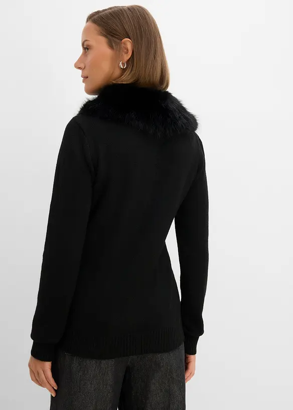 Cardigan i insv&auml;ngd modell med fuskp&auml;lskrage, bonprix