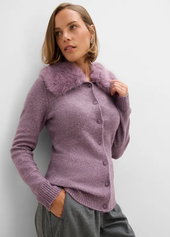 Cardigan i insv&auml;ngd modell med fuskp&auml;lskrage, bonprix