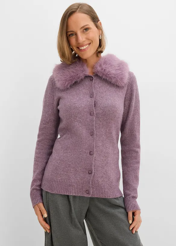 Cardigan i insv&auml;ngd modell med fuskp&auml;lskrage, bonprix