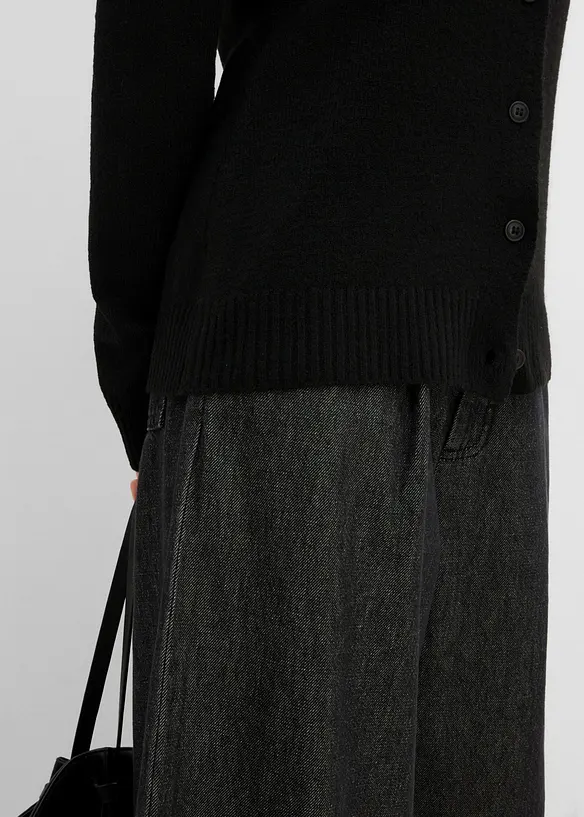Cardigan i insv&auml;ngd modell med fuskp&auml;lskrage, bonprix