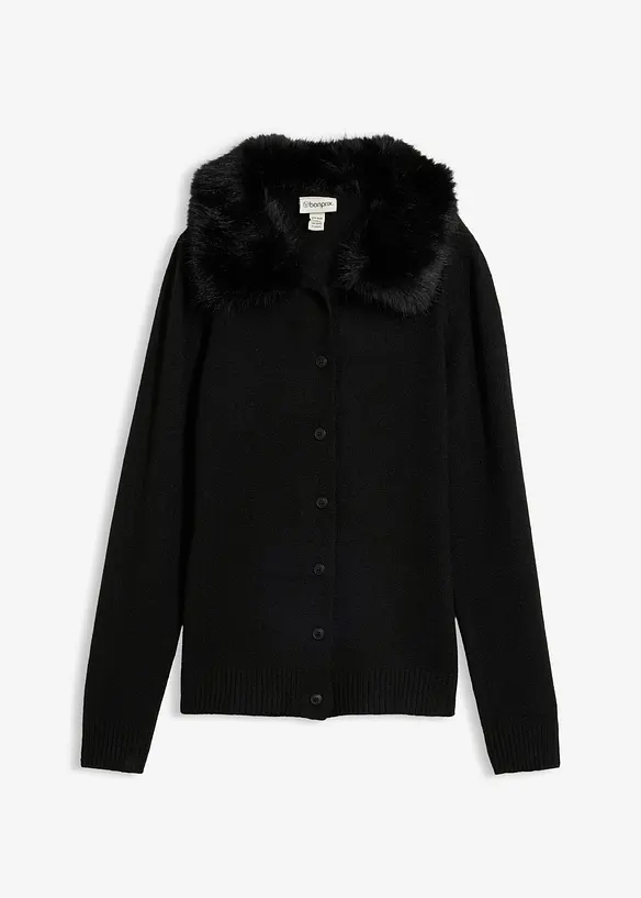 Cardigan i insv&auml;ngd modell med fuskp&auml;lskrage, bonprix