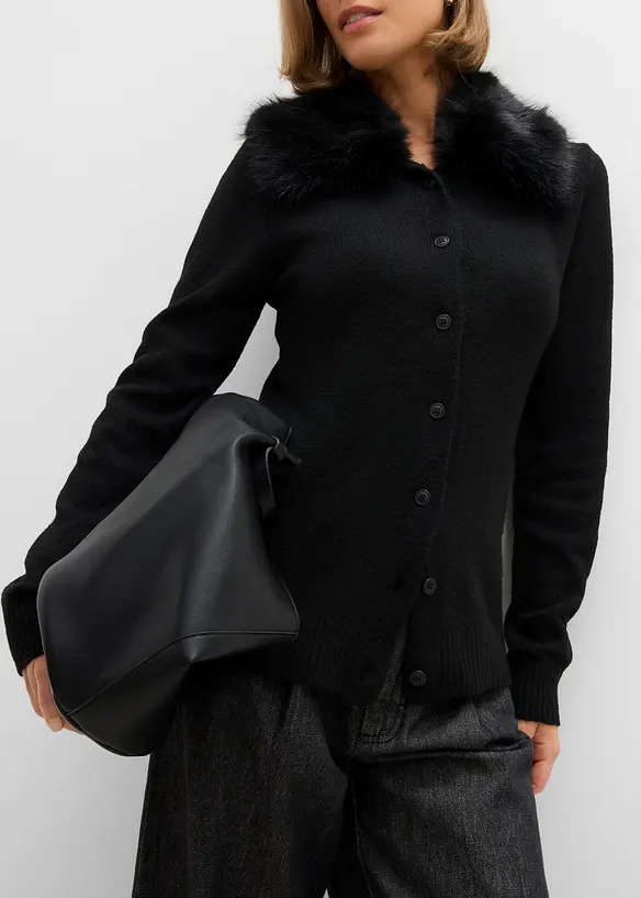 Cardigan i insv&auml;ngd modell med fuskp&auml;lskrage, bonprix
