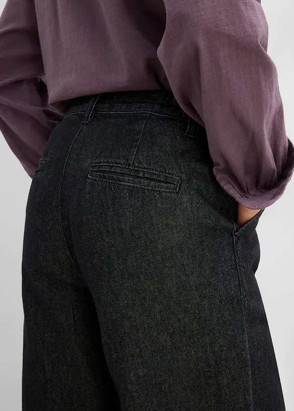 Wide Leg-jeans med gubbveck, bonprix