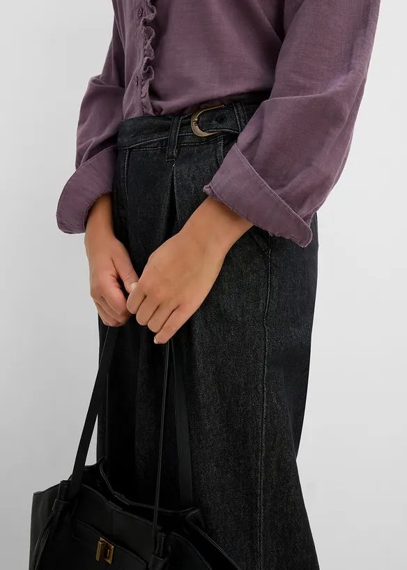 Wide Leg-jeans med gubbveck, bonprix