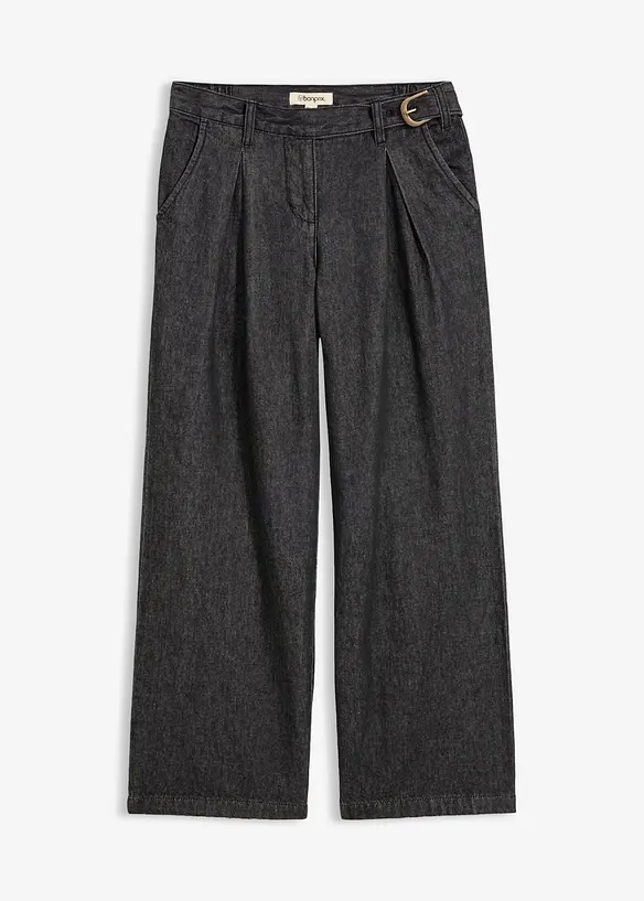 Wide Leg-jeans med gubbveck, bonprix