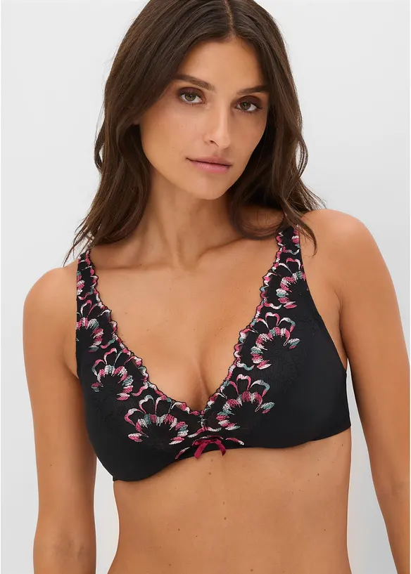 Bralette utan bygel, med diskret broderi, bonprix