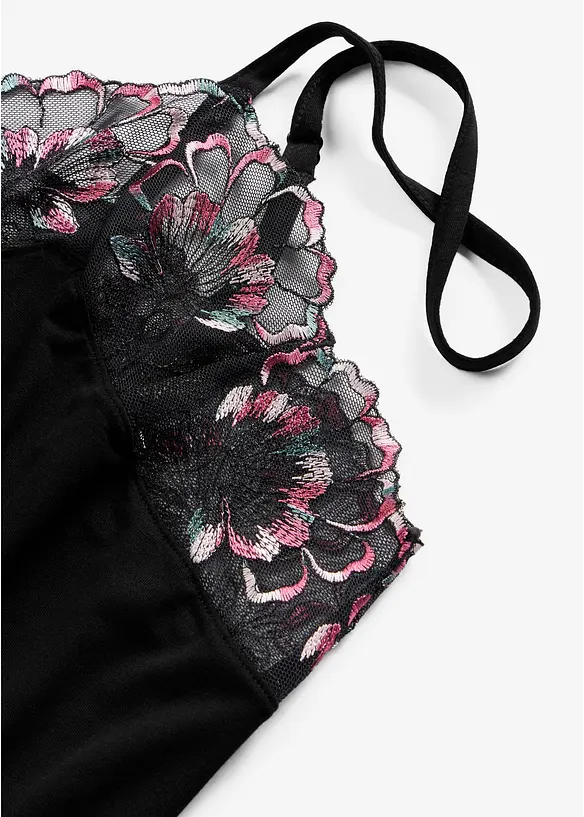 Neglig&eacute; i mjuk viskos med skirt broderi, bonprix