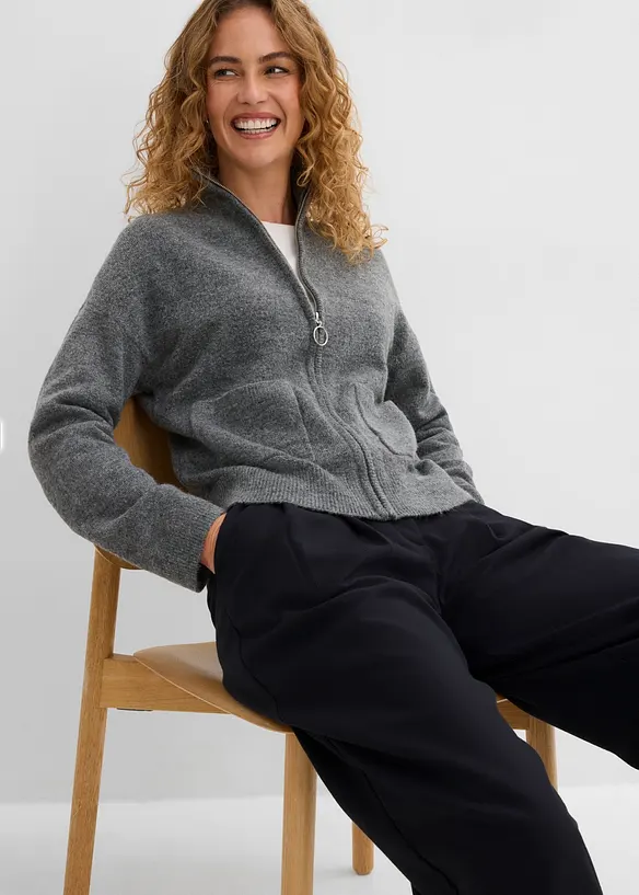 Cardigan med dragkedja, bonprix