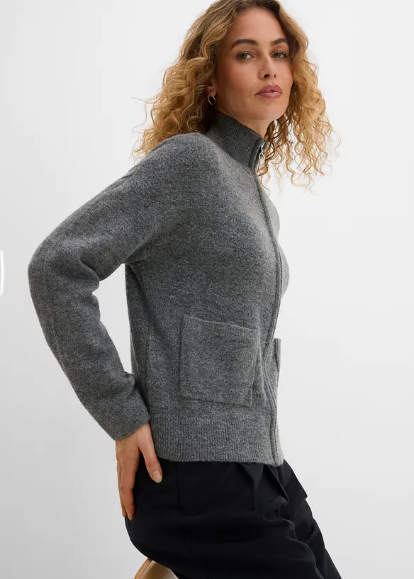 Cardigan med dragkedja, bonprix