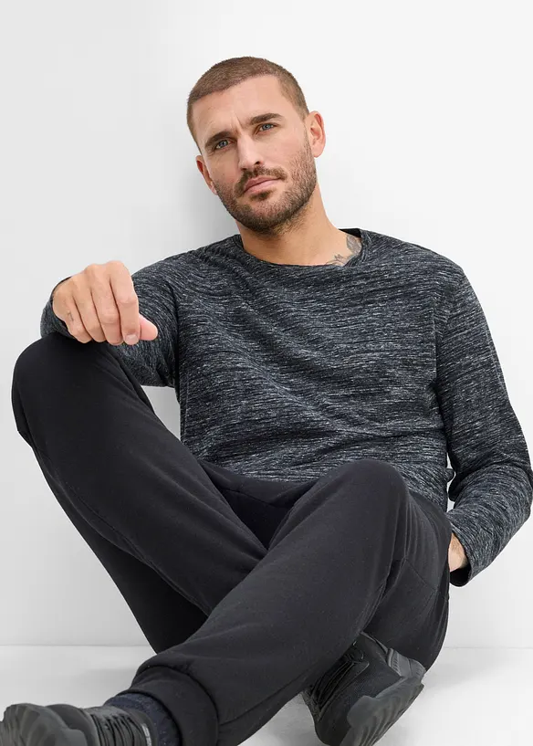 Melerad, l&aring;ng&auml;rmad T-shirt i bomullsmix (3-pack), bonprix