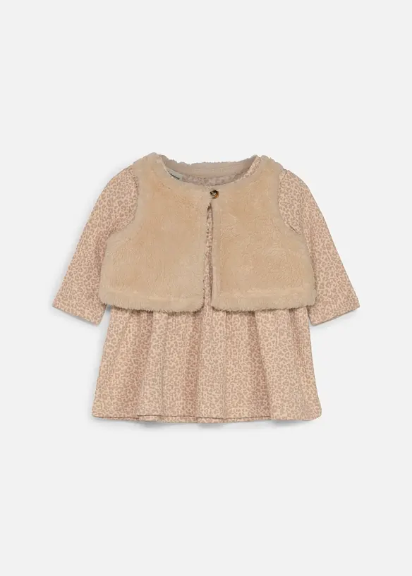Kl&auml;nning och teddyv&auml;st (2 delar), bonprix