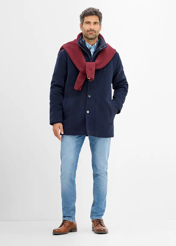 Vinterjacka med vindskydd och yllelook, bonprix