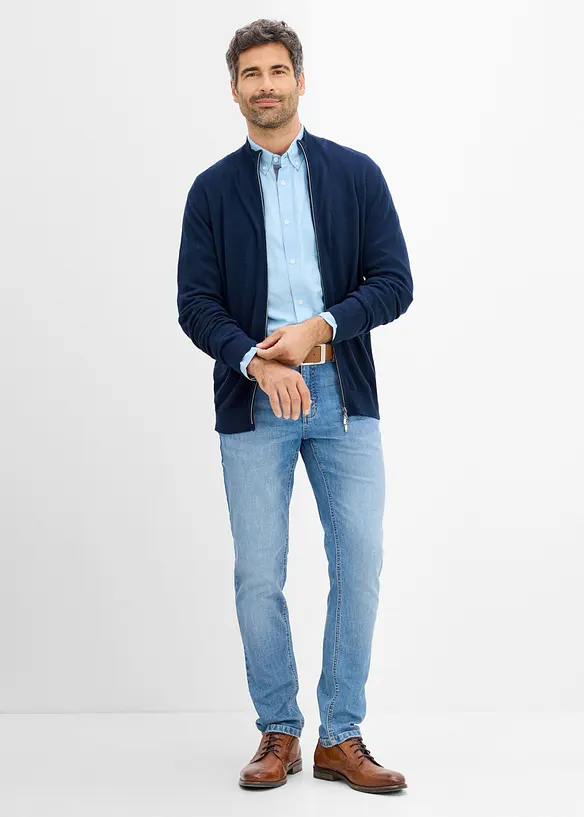 Finstickad cardigan av lyxig merinoull, bonprix