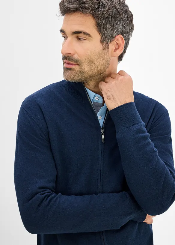 Finstickad cardigan av lyxig merinoull, bonprix