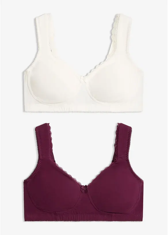 Minimizer-BH i T-shirtmodell utan bygel, med ekologisk bomull (2-pack), bonprix